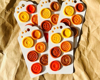 Buttons & Dots mini wax seal sticker set | shades of orange tangerine carrot terracota pre-made self-adhesive wax seals