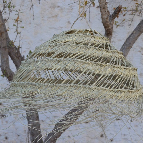 Set Of 2 Moroccan handmade Natural Rattan lampshade, Suspension Doum , bohemian light pendant ,Moroccan handmade straw