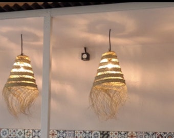 Wholesale , SET OF 2 Moroccan handmade Natural Rattan lampshade, Suspension Doum , bohemian light pendant ,Moroccan handmade straw