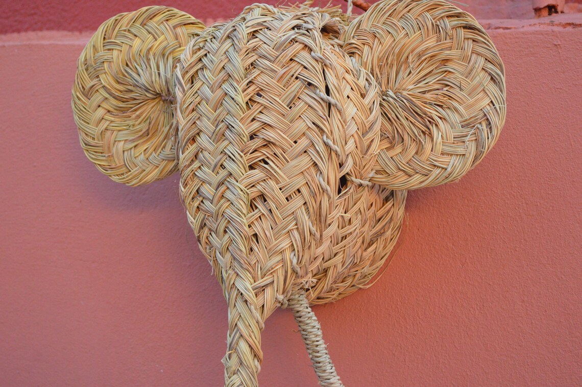 Moroccan Handwoven rattan elephant handmade wall hanging Etsy