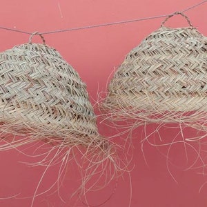 set of Two natural Handwoven Rattan " handmade berber Lampshade" grass lampshade home decor lamp shade suspension doum ceiling grass lamps