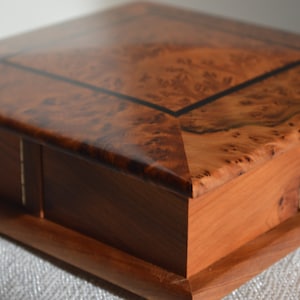Unique Handmade wooden Thuya Jewelry Box Secret Opening  "Shipping By Dhl Express"