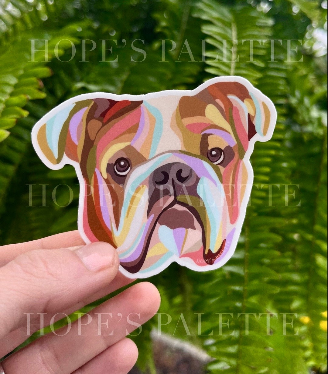 Colorful English Bulldog Sticker: Abstract Dog Vinyl Decal - Etsy