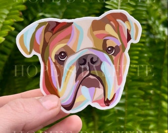 Colorful English Bulldog Sticker: Abstract Dog Vinyl Decal
