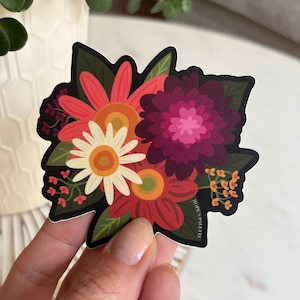 Bright Floral Laptop Sticker, Flowerbomb Waterproof Daisy Vinyl Decal