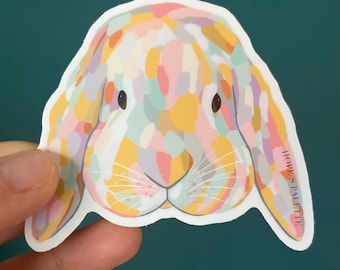 Colorful Rabbit Vinyl Sticker: Holland Lop Bunny Decal