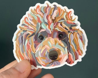 Poodle Vinyl Sticker, colorful waterproof and weather resistant poodle sticker