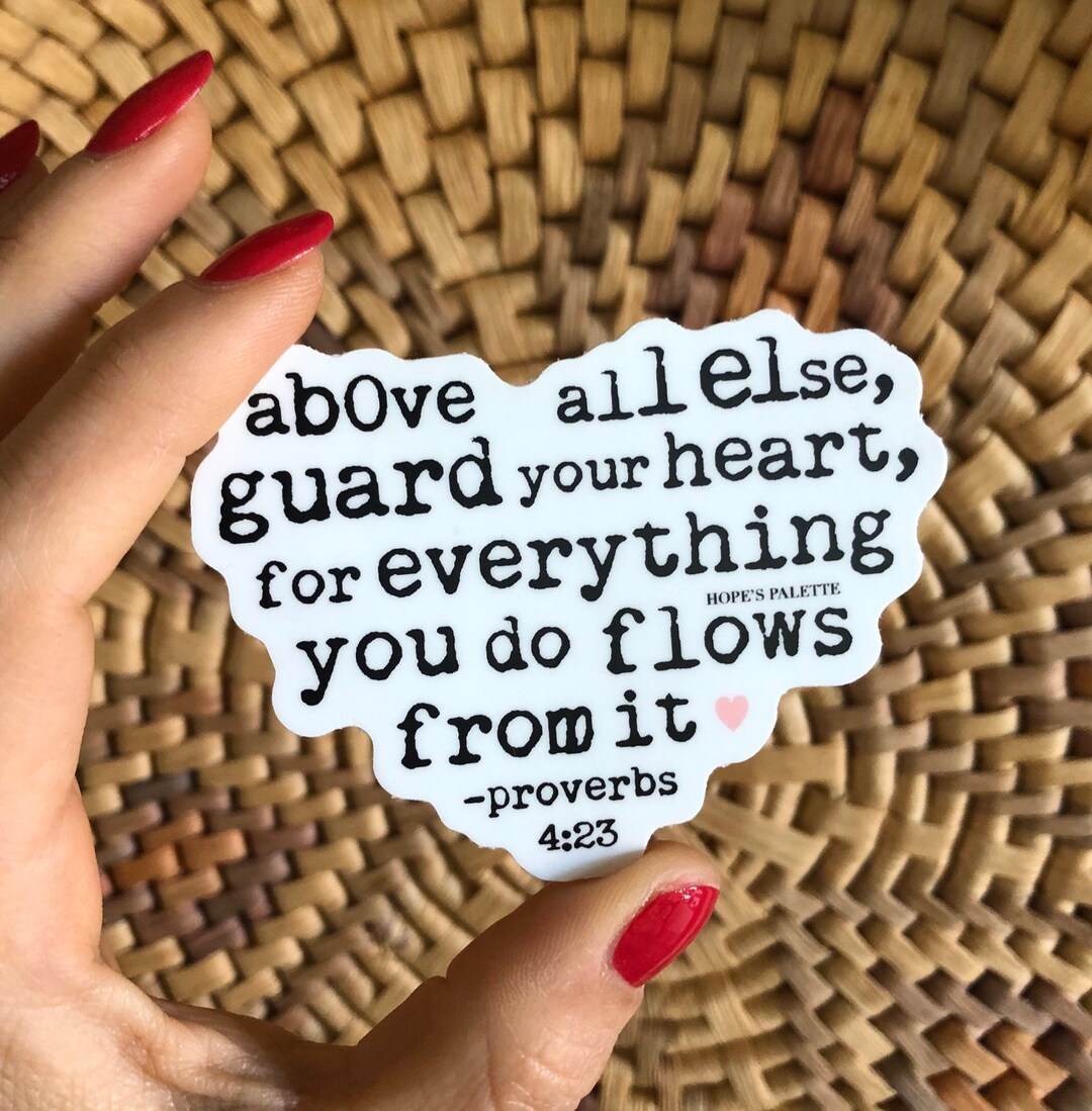 Guard Your Heart Proverbs 423 Bible Verse Heart Vinyl Laptop Etsy