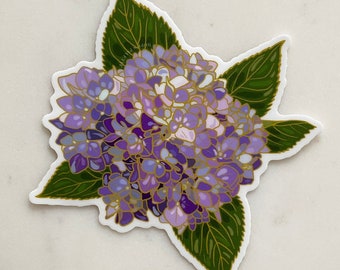 Purple Hydrangea Vinyl Sticker: Waterproof Laptop Decal