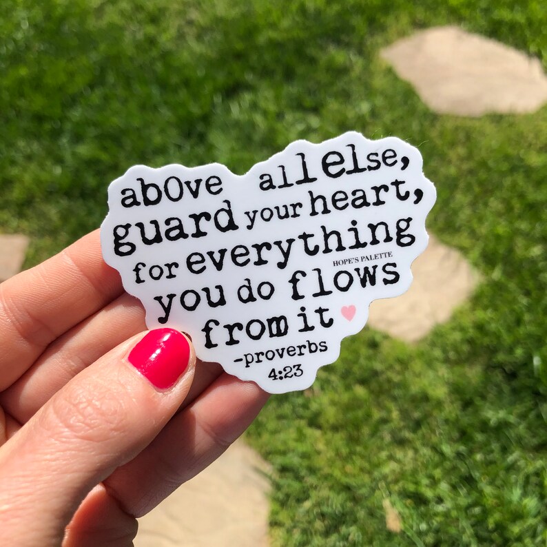 Guard Your Heart Proverbs 423 Bible Verse Heart Vinyl Laptop Etsy