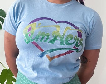 1980s Vintage I'm Hers Heart Iron On Tee Shirt