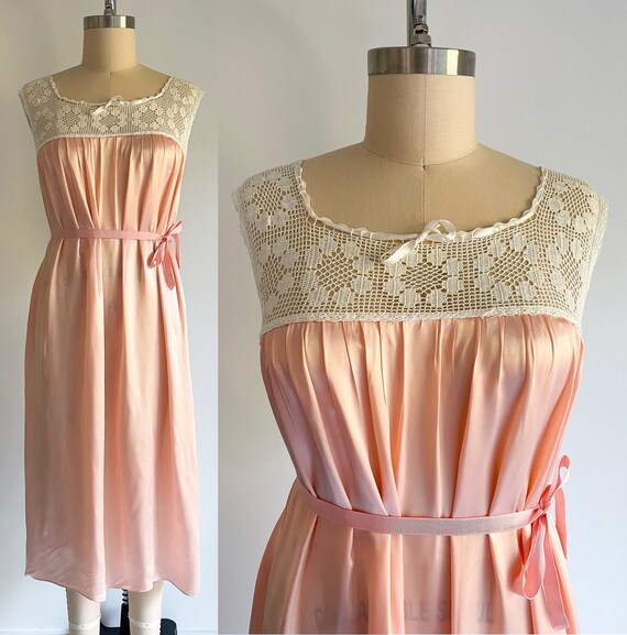 1960s Vintage Baby Pink Satin Nightgown 