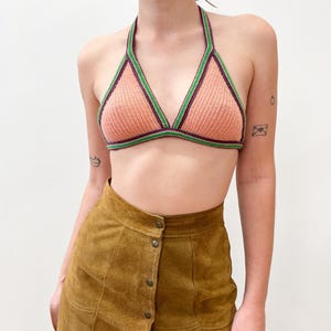 1970s Vintage Knit Tri-Color Bikini Top
