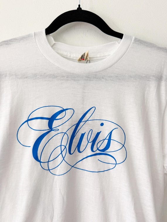 1980S U.s.a. Made Elvis Presley Tcb Thin White Tee - Gem