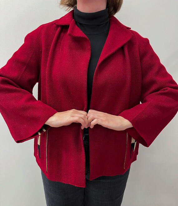 1950s Vintage Chimayo Southwest Woven Wool Jacket… - image 5