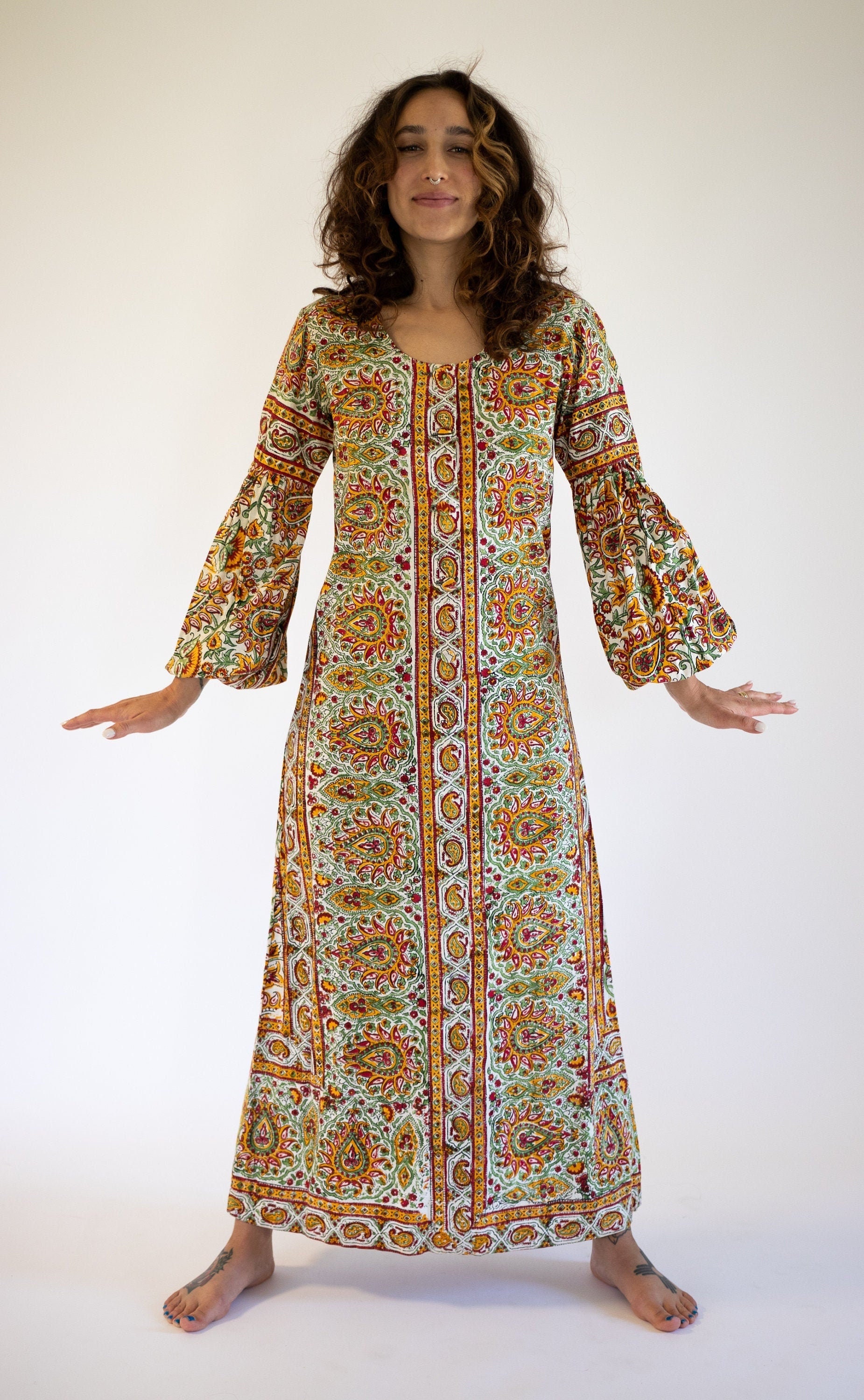 ibee》vintage indian cotton flower dress | binramzanfoods.com