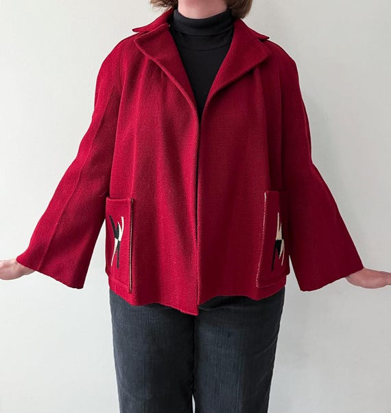 1950s Vintage Chimayo Southwest Woven Wool Jacket… - image 9