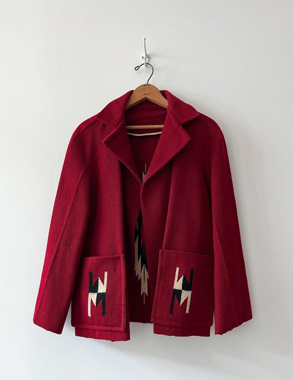 1950s Vintage Chimayo Southwest Woven Wool Jacket… - image 2