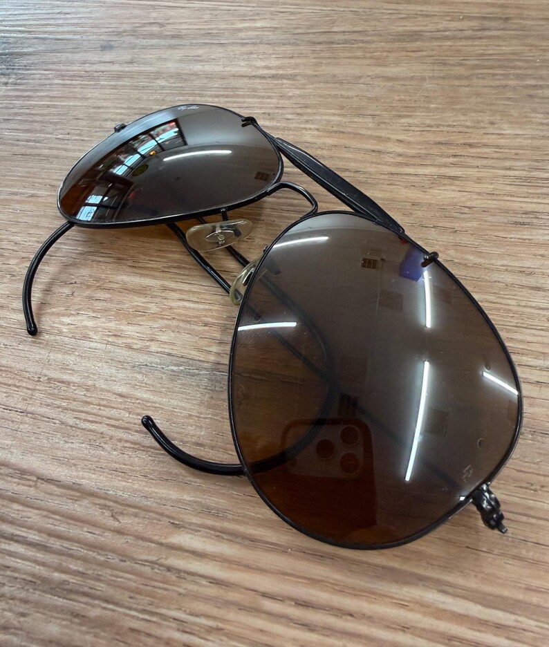 1990s Vintage Ray-Ban All Black Aviator Sunglasses Made in USA by Bauch & Lomb 1998