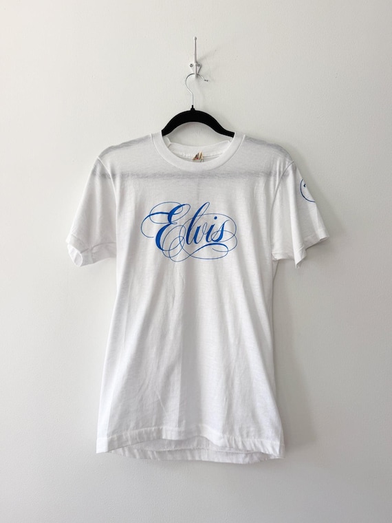 1980S U.s.a. Made Elvis Presley Tcb Thin White Tee - Gem