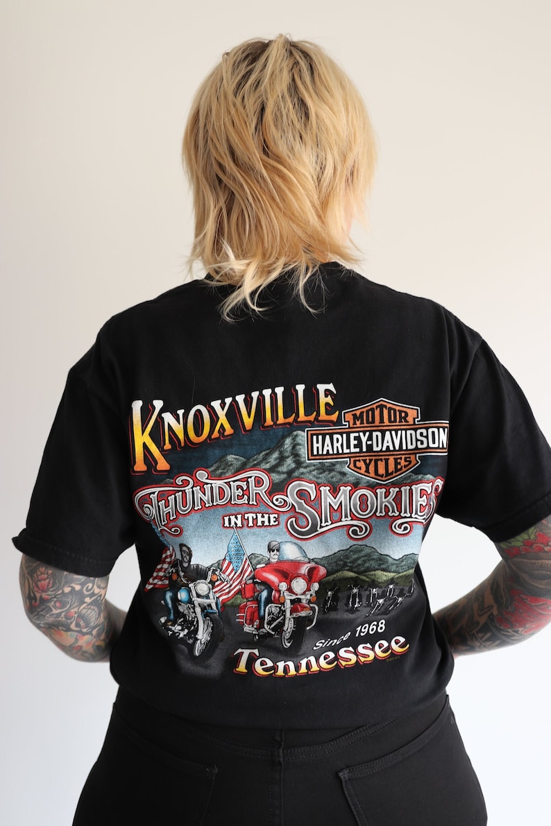 1999 Vintage Harley Davidson Thunder in the Smokies Breast Pocke 1999 Vintage Harley Davidson Thunder in the Smokies Breast Pocke