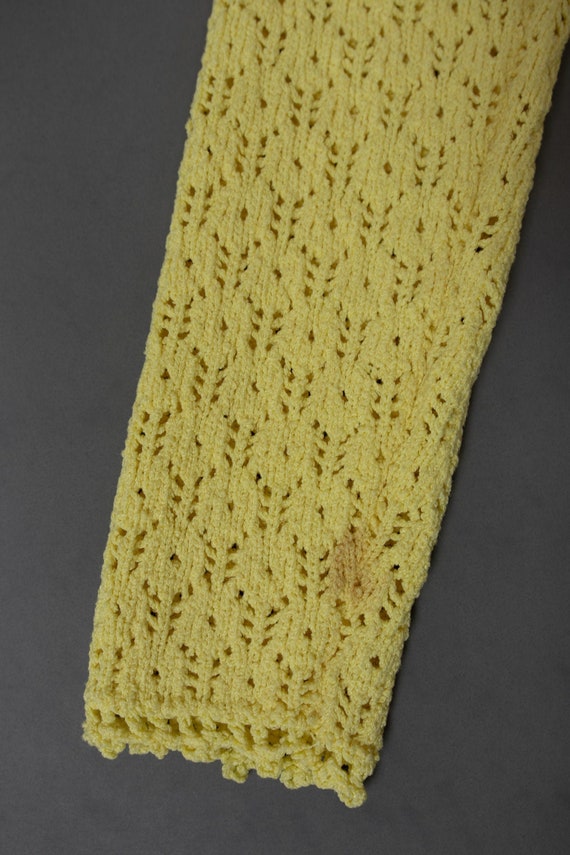 1970s Vintage Yellow Crochet Scoop Neck Long Slee… - image 10