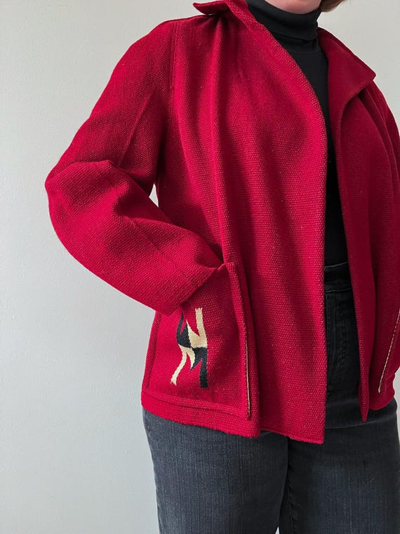 1950s Vintage Chimayo Southwest Woven Wool Jacket… - image 10