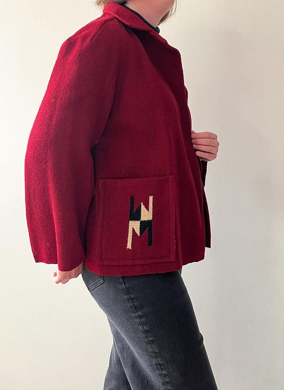1950s Vintage Chimayo Southwest Woven Wool Jacket… - image 4