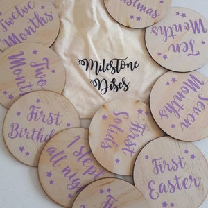 Milestone Discs, Milestone Records, Baby Documents, Baby, Baby Records, Baby Photo's, Baby Shower, Plywood Discs, Purple