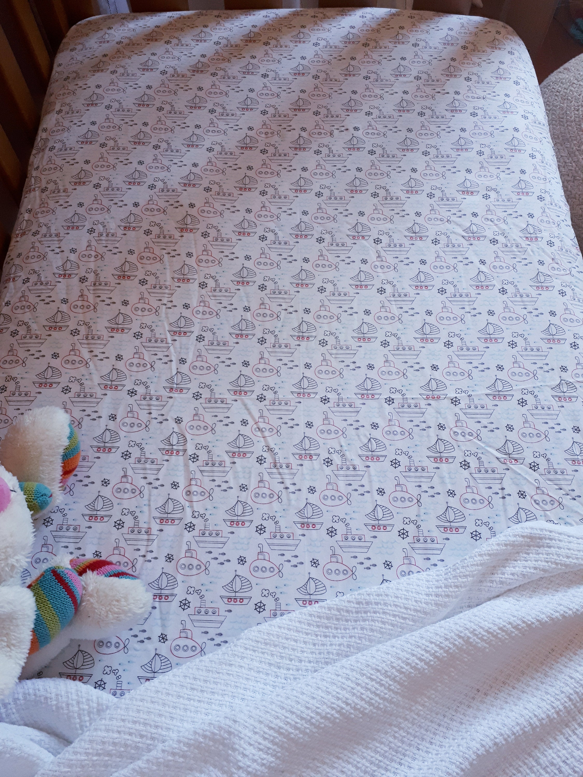 Cot Sheet Fitted Sheet Crib Sheet Cotton Sail Boats Etsy