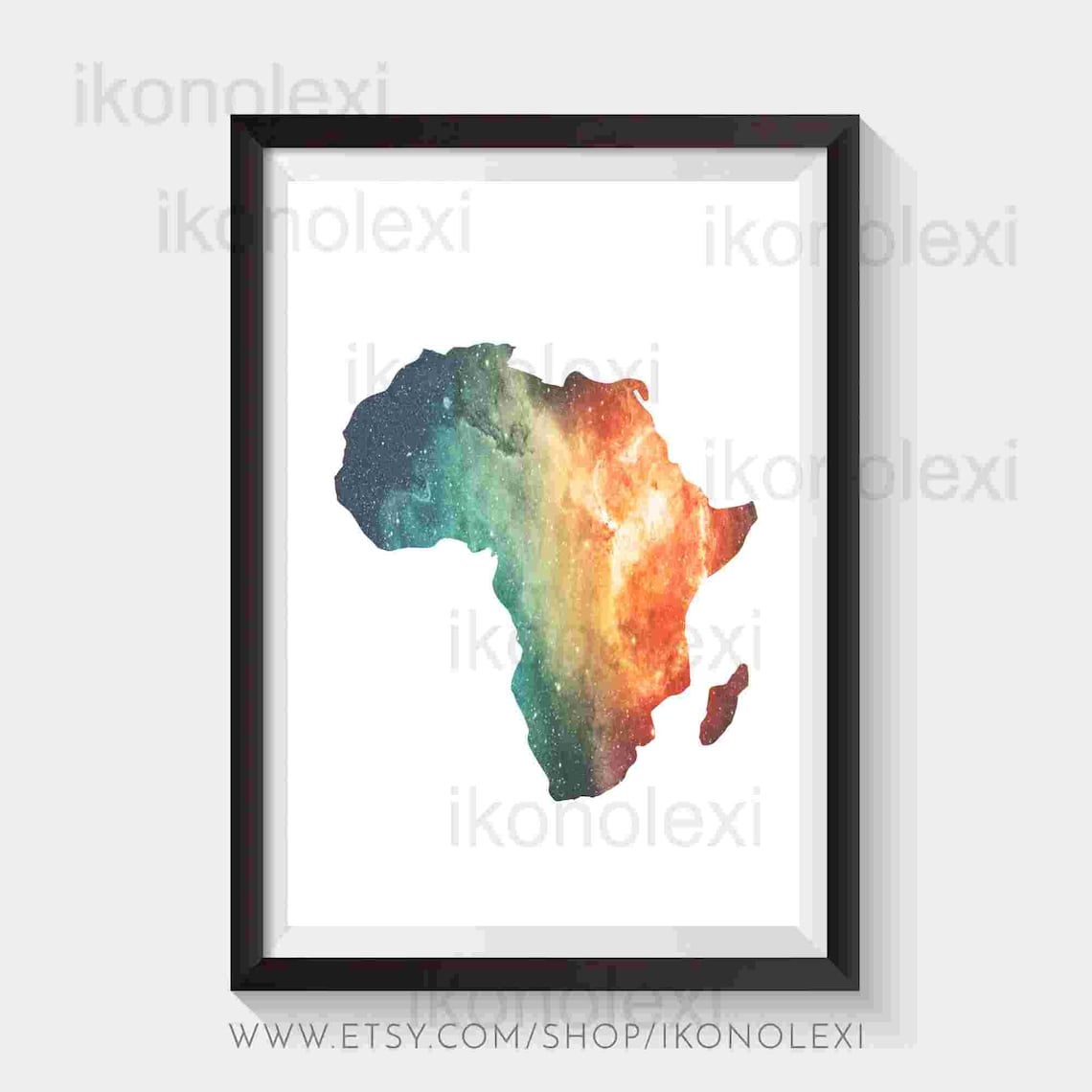 Map of Africa Wall Art Poster Watercolor Galaxy Download Etsy