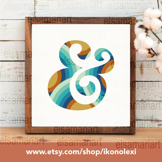 Retro ampersand and & wall art poster printable