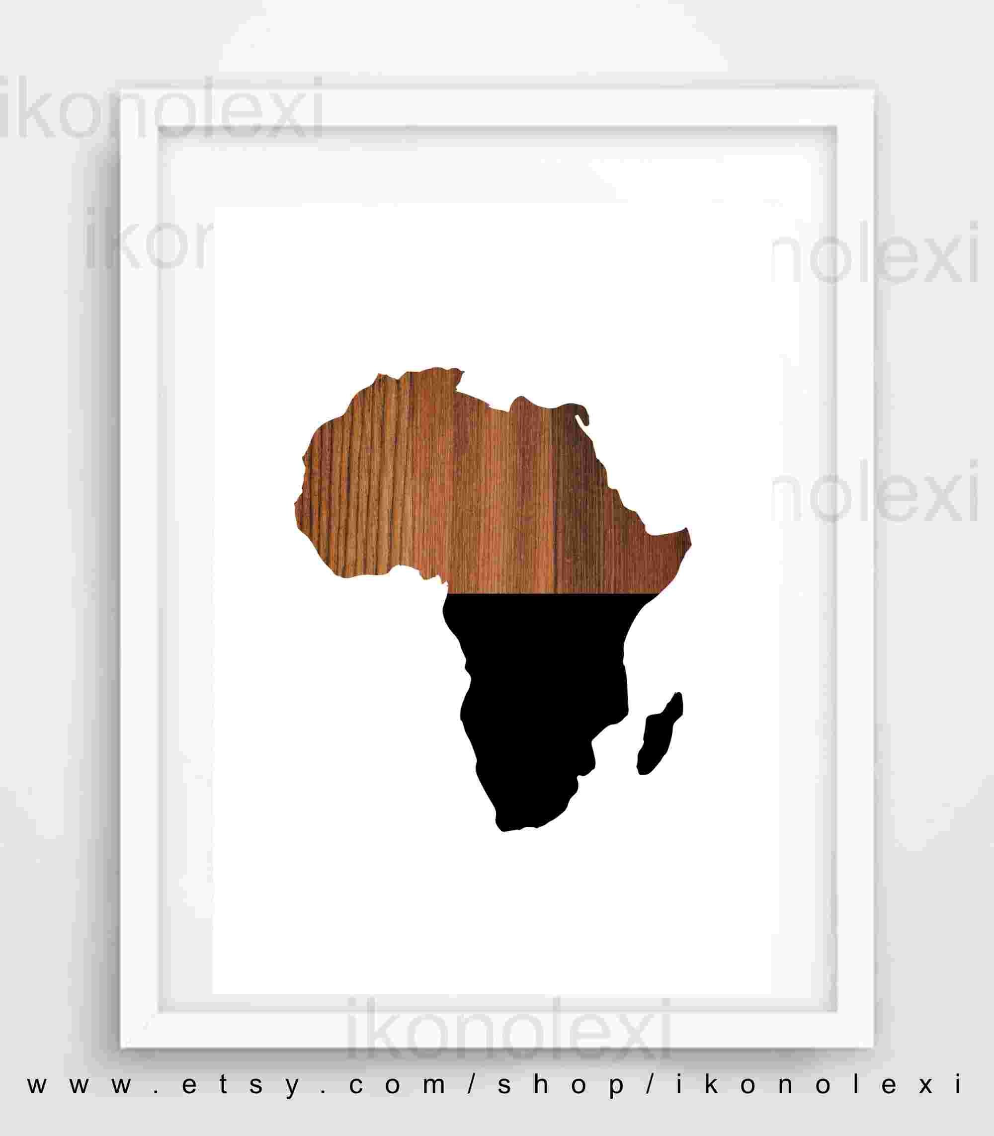 Wood Map of Africa Wall Art Printable Poster African Style Etsy Canada