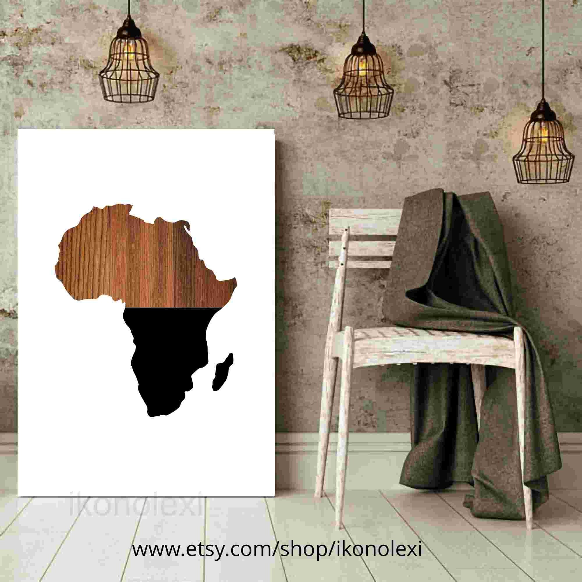 Wood Map of Africa Wall Art Printable Poster African Style Etsy Canada