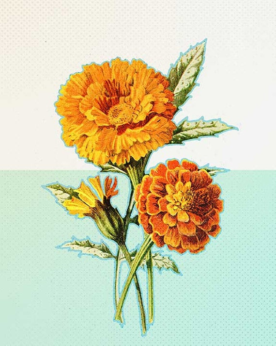 Mid Century Modern Yellow Flowers Art Prints Wall Decor Etsy