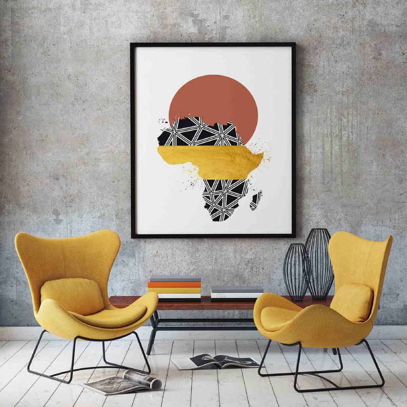 Map of Africa Wall Art African Art Afrocentric Digital Art Etsy