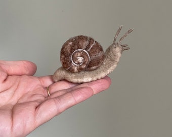 Needle felted snail