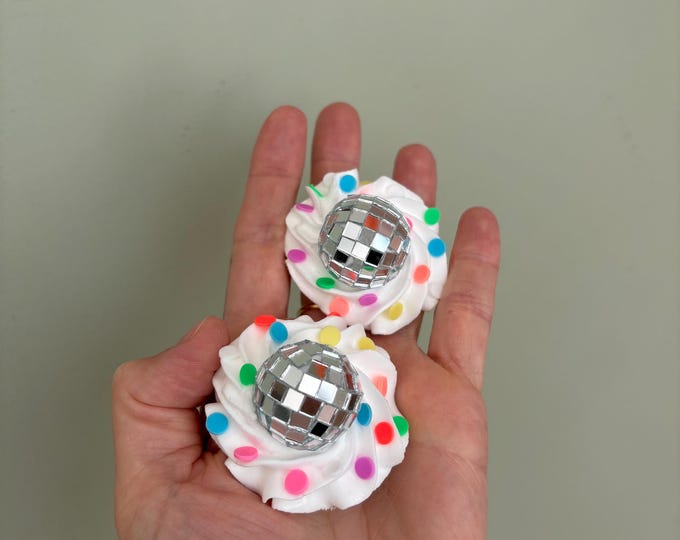 Disco ball whipped cream and sprinkle magnets