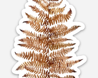 Cinnamon fern waterproof vinyl sticker, 2.11 x 3 inches.