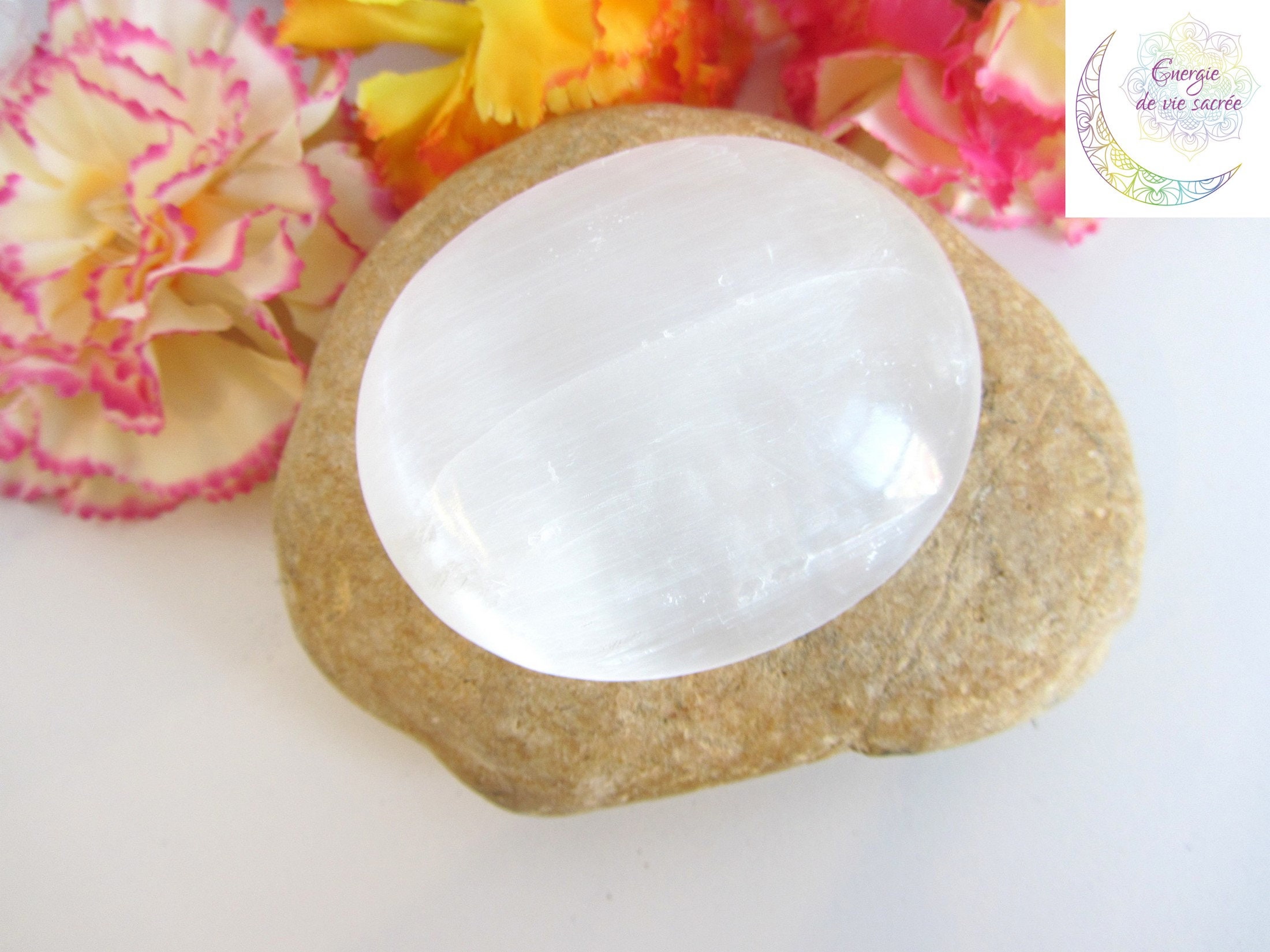 Sélénite Pierre Galet 70, Qualité A, de Protection et Guérison