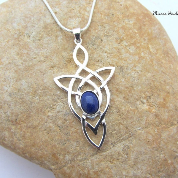 Collier celtique lapis lazuli, argent 925