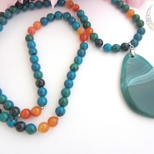 Azurite necklace, 108 beads mala