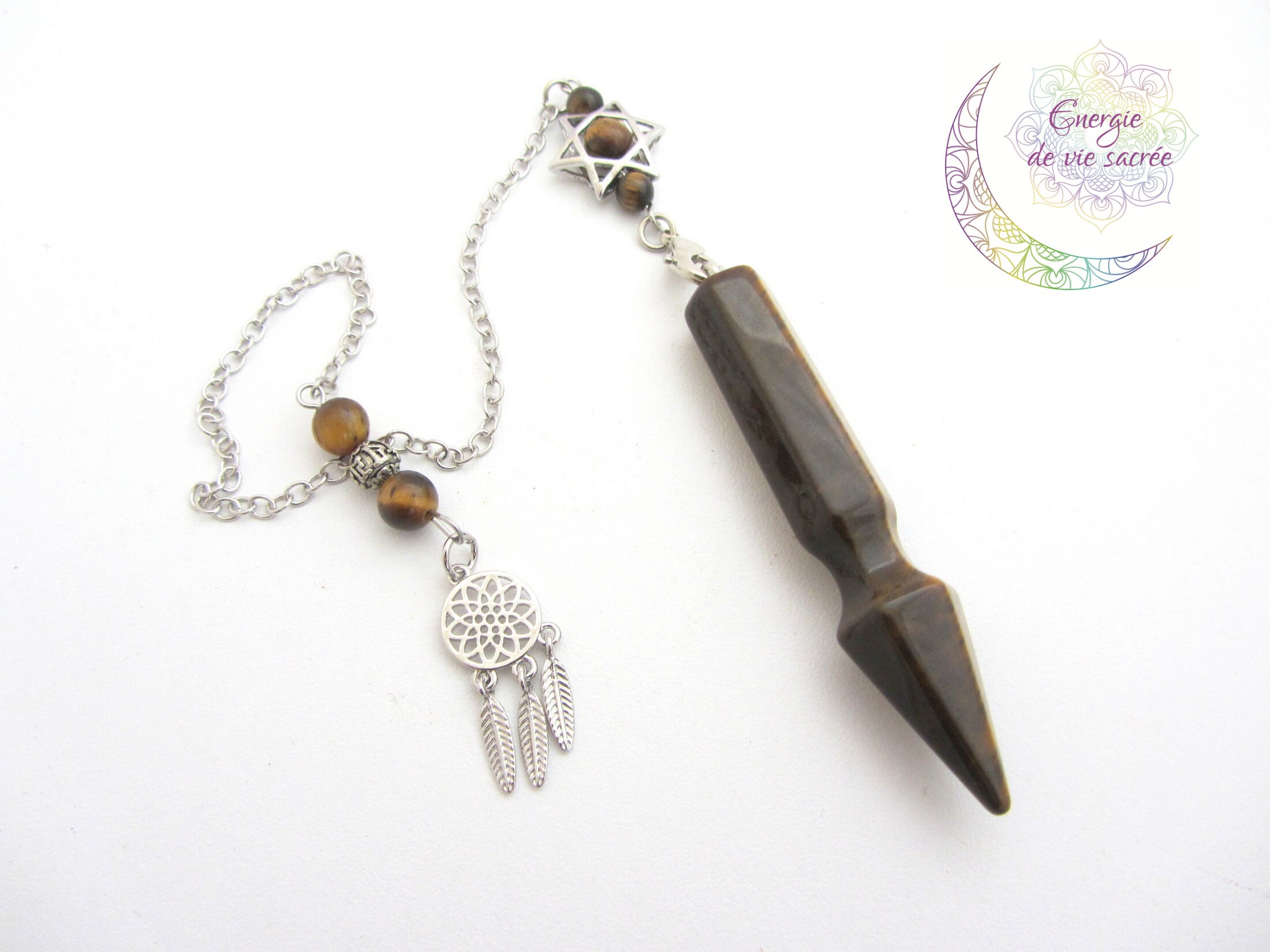 Pendule Oeil de Tigre, Guérison Protection, Intuition Ancrage, Pierre, Cadeau Homme, Femme, Fait Mai