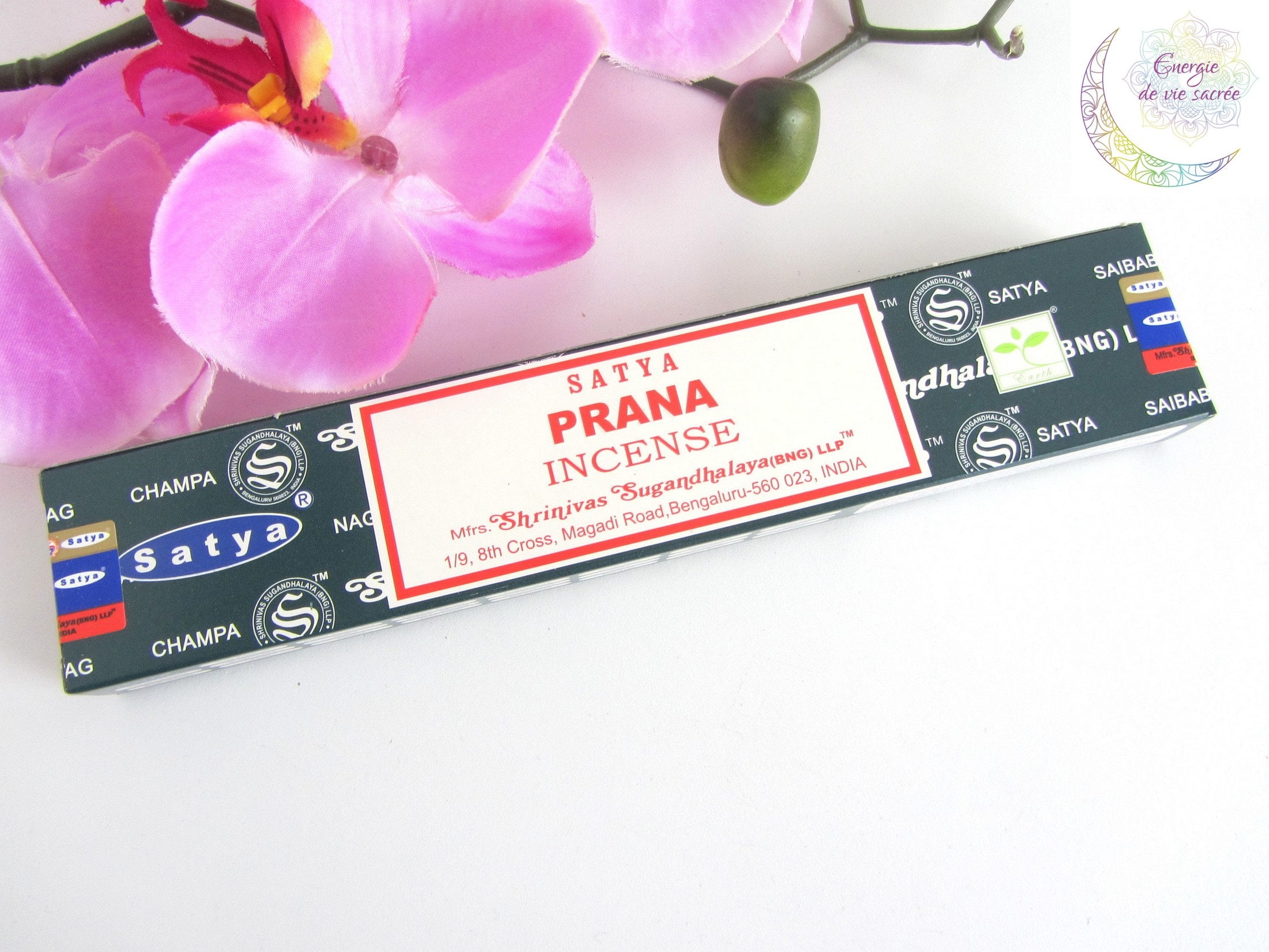 Encens Prana Satya, Encens Naturel d'inde, Boîte de 12 Bâtonnets