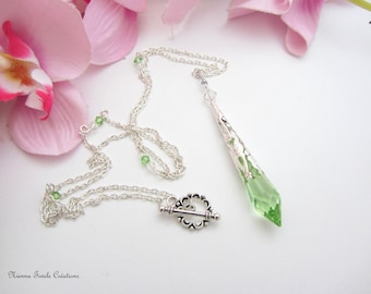 Crystal prism necklace,  pendulum green