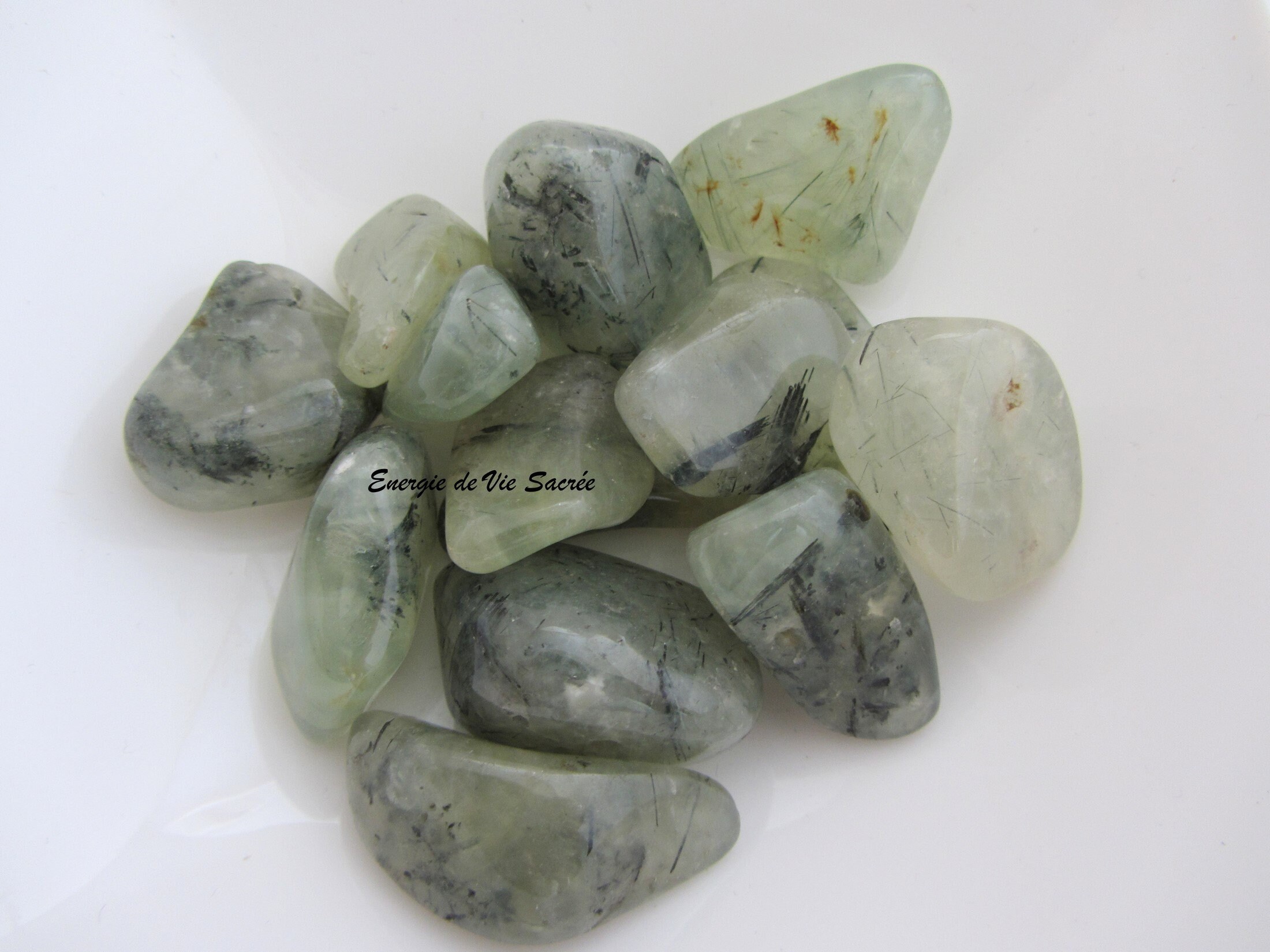 Préhnite, Pierre Roulée 30-40 mm, Qualité A, de Méditation et Lacher Prise