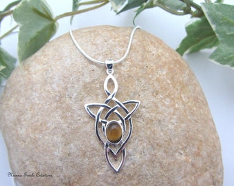 Keltische knoopketting met natuurlijk tijgeroog - beschermende sieraden