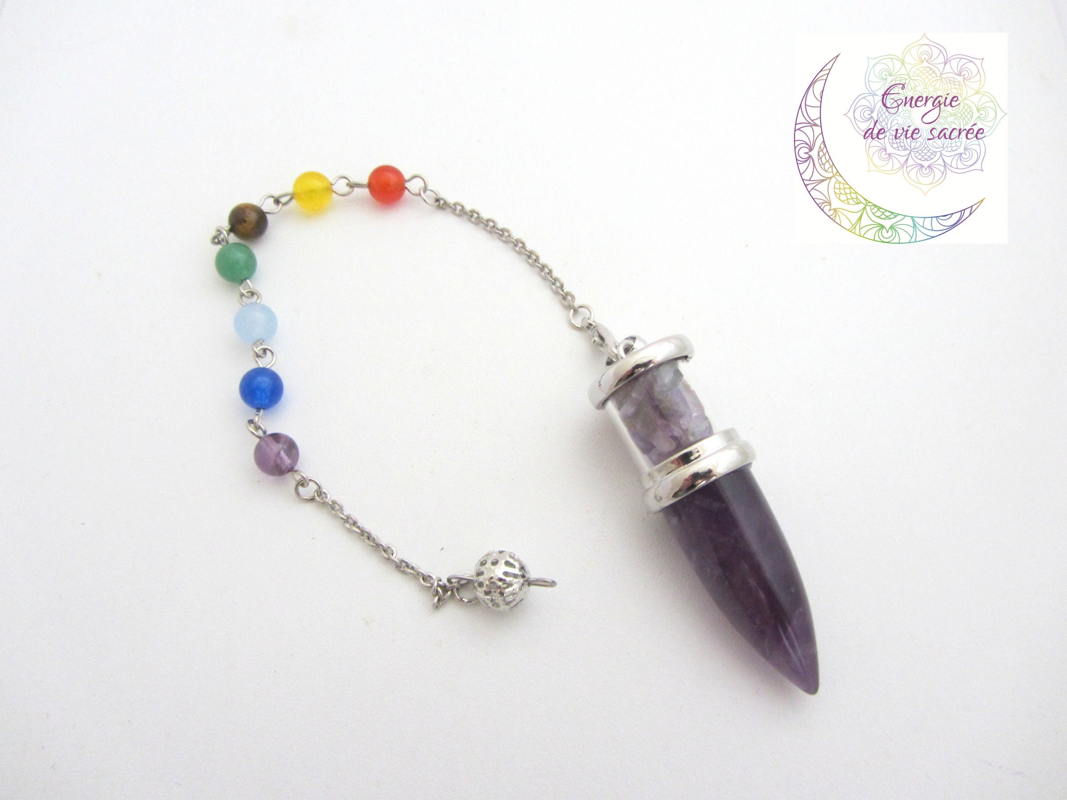 Pendule Améthyste, Guérison Protection, Harmonie, Méditation, Pierre, Cadeau Homme, Femme, Fait Main