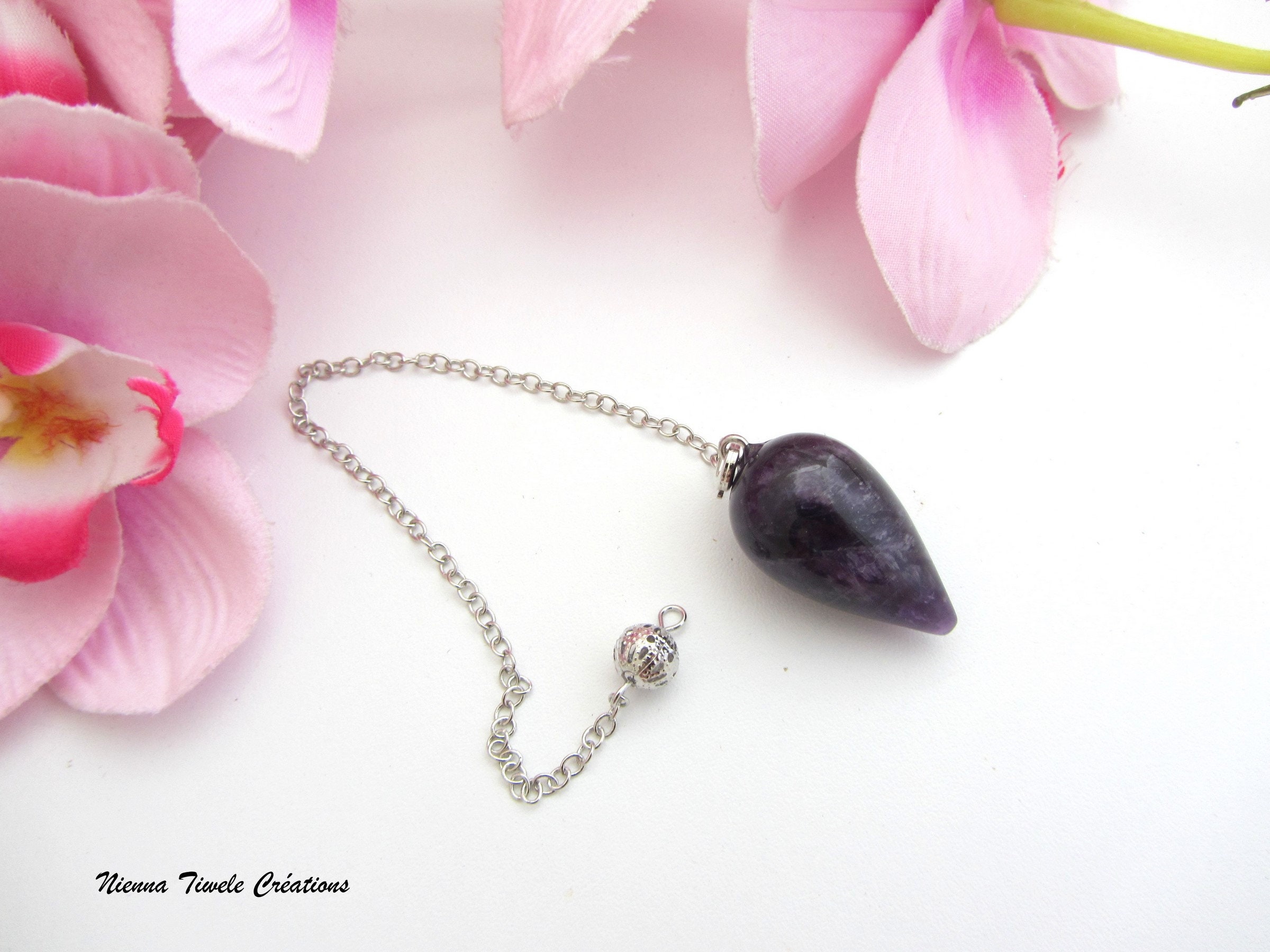 Pendule Améthyste, Guérison Protection, Harmonie, Méditation, Pierre, Cadeau Homme, Femme, Fait Main