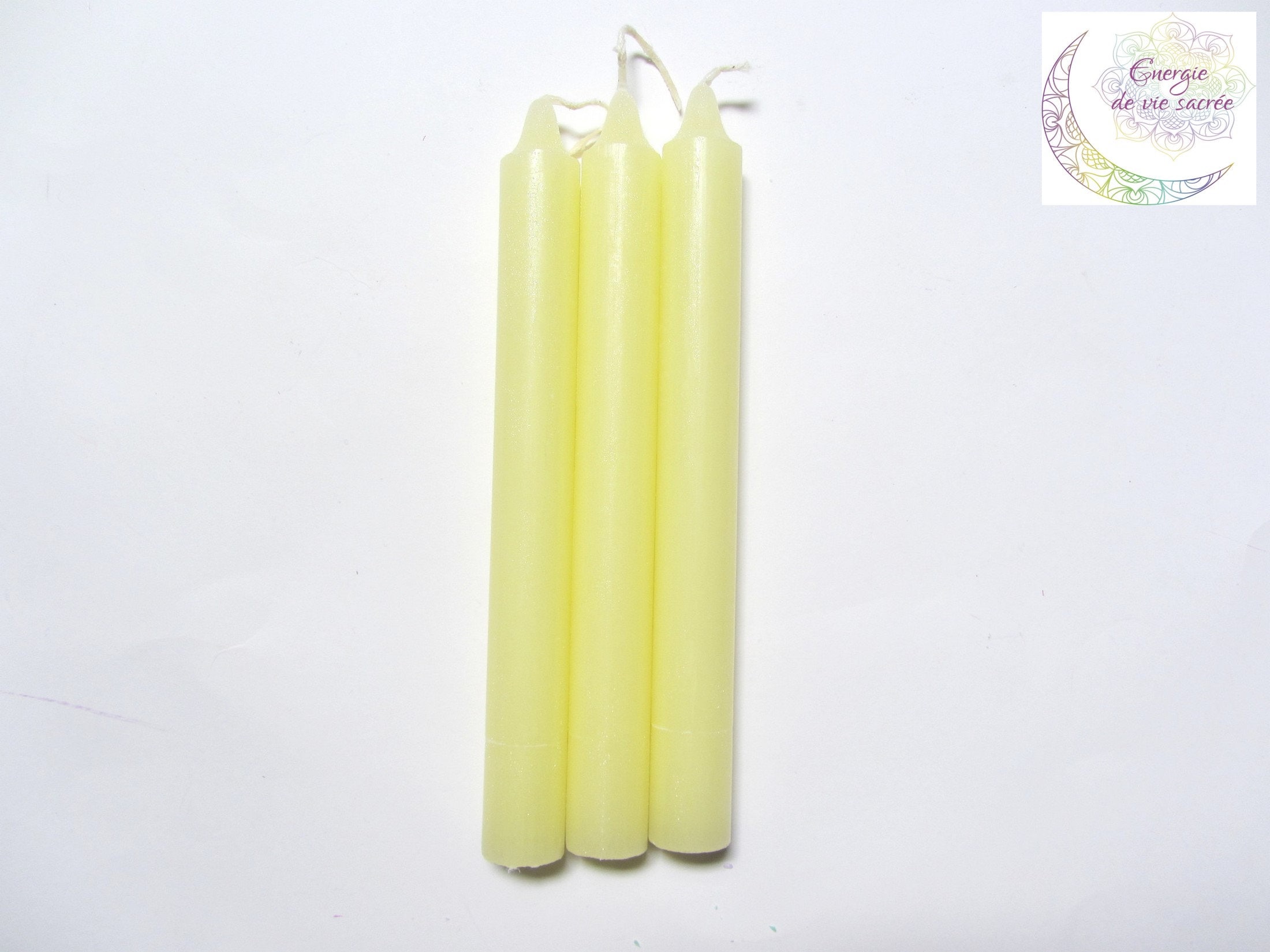 Bougie Jaune, en Cire, 100% Parafine, Mèche Coton, Rituel Bienveillance, Calme Sérénité